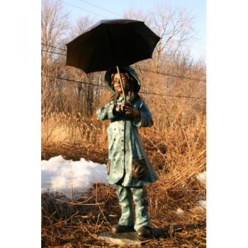 Dívka pod deštníkem - Záhradní drěvěná socha
