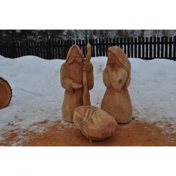 Zahradní dřevěná socha - Dřevěná svatá rodinka II