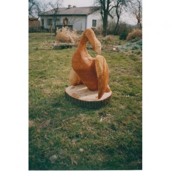 Zahradní dřevěná socha - Dřevěná labuť