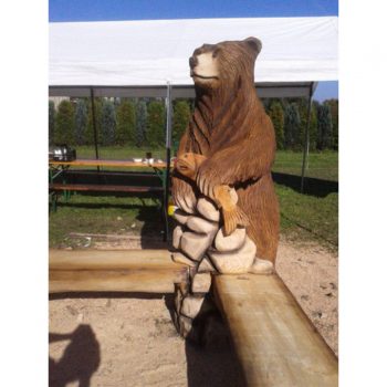 Dřevěná medvědí lavička - zahradně dřevěná socha