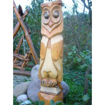 Zahradní dřevěná socha - Malovaná dřevěná sova
