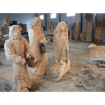 Zahradní dřevěná socha - Dřevěná svatá rodinka - Betlém