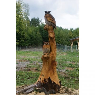 Zahradní dřevěná socha- Dřevěné sovy na stromě