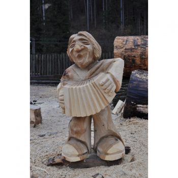 Zahradní dřevěná socha - Dřevěný harmonikář