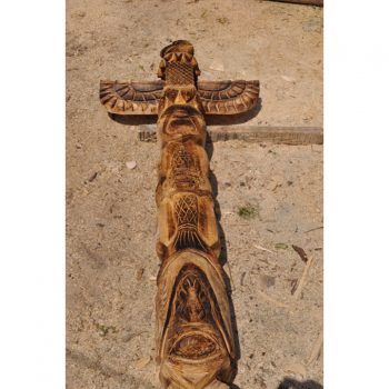 Zahradní dřevěná socha- Dřevěný indiánský totem - 4 m