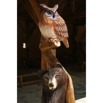 Zahradní dřevěná socha- Dřevěný medvěd a sova