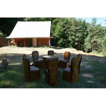 zahradní srubový nábytek - Lesní dřevěné posezení