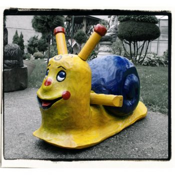 Zahradní dřevěná socha - Modrý šnek