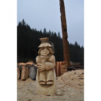 Zahradní dřevěná socha - Líný dřevěný vodník