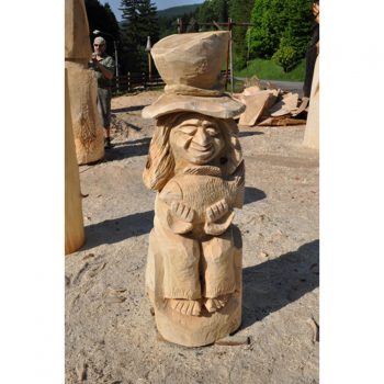 Zahradní dřevěná socha - Dřevěný vodníček s kaprem