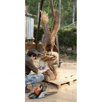 Zahradní dřevěná socha - Dřevěný orel a zmije