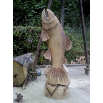 Zahradní dřevěná socha - Dřevěná ryba